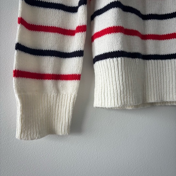 NWT Nordstrom 1901 Ivory Striped Red Heart Button Cute Knit Chunky Artsy Sweater - Picture 5 of 8